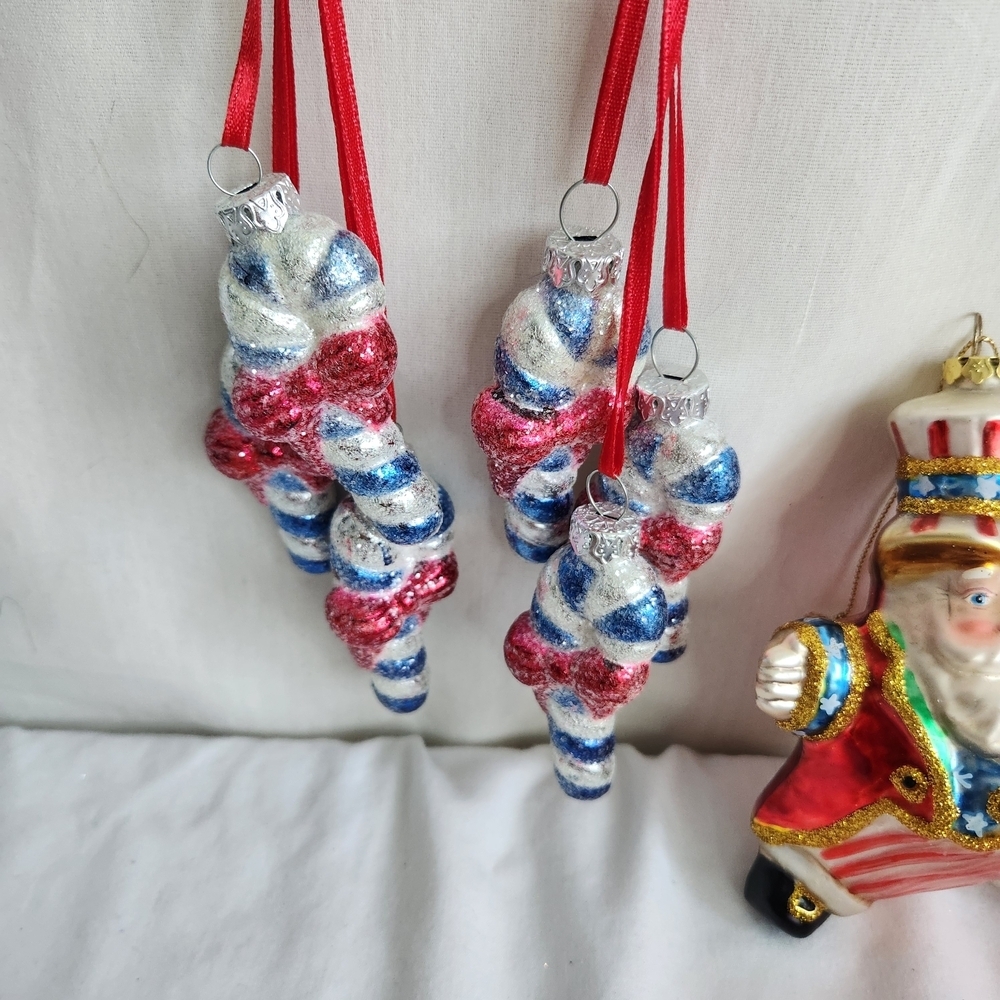 Ornaments Lot Of 17 Red White & Blue Blown Glass Vintage,Jim Shore,Kurt S Adler - Picture 3 of 16